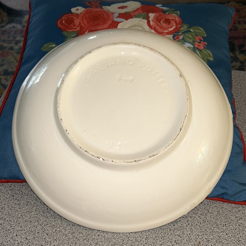 Vintage Ranchero Horsemen Gaetano Pottery USA Large 12 3/8” Bowl Signed - Picture 4 of 11